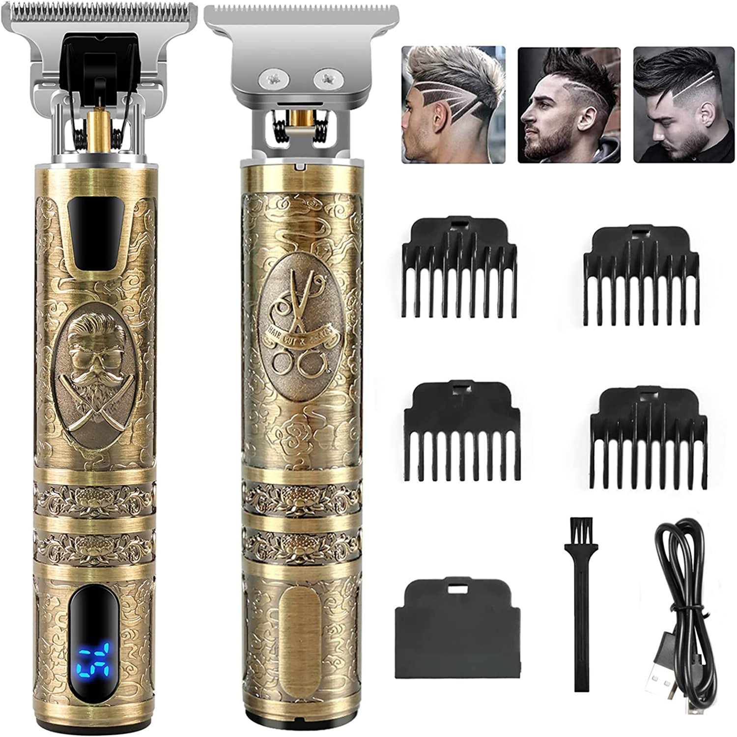 Vintage Bronze LCD Lighter - Novelty Antique Style Windproof Lighter with Dragon Skull Buddha Mustache Design - Unique Collectible Gift Lighter for Men, Cool Gadget Lighter for Smokers