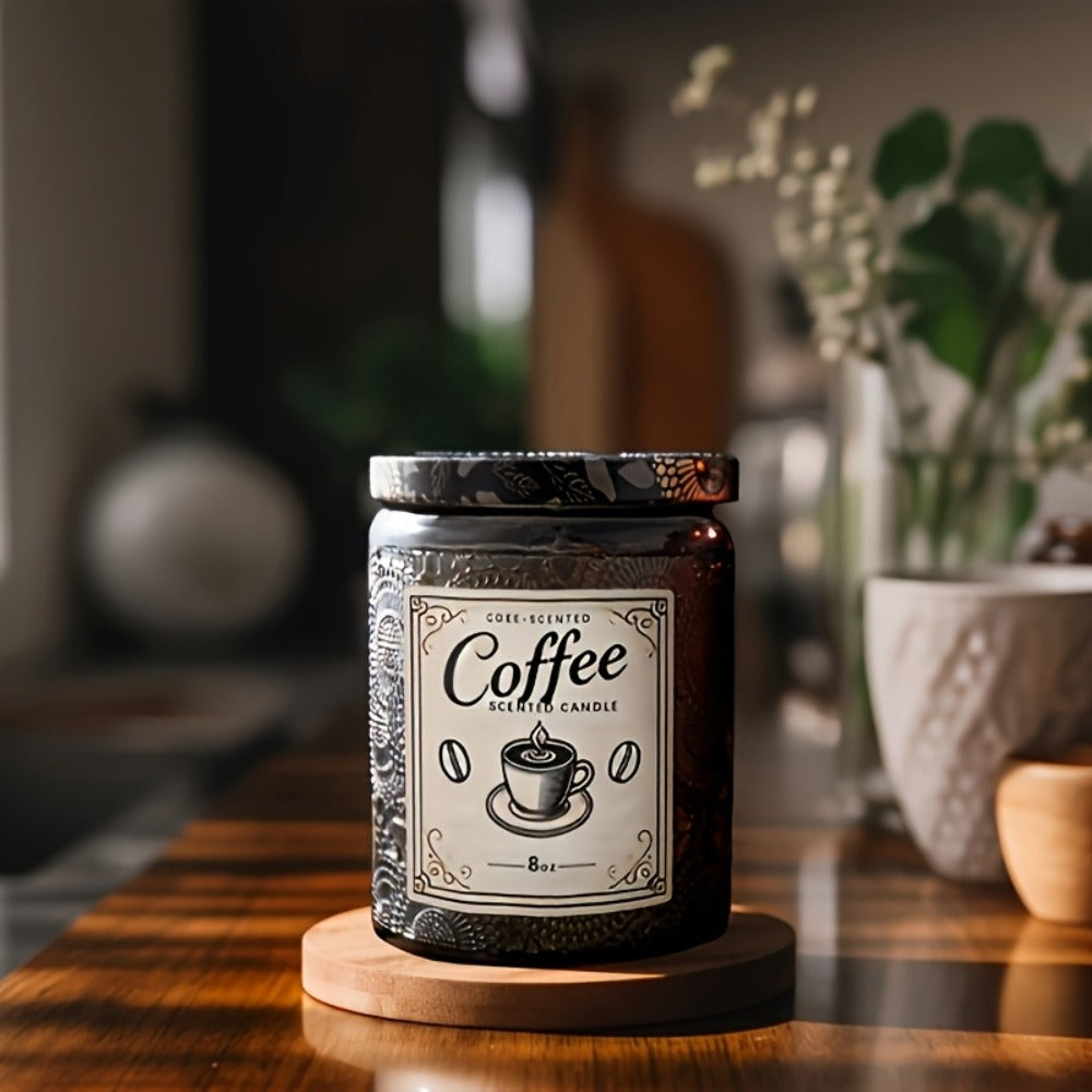 Scented Soy Wax Candle 8oz ¨C Luxury Glass Bottle with Ribbon, Single-Wick Oval Jar, 12+ Hour Burn, Rose Sandalwood, Eucalyptus Mint & Coffee Bliss Fragrances, Perfect Gift for Her, Valentine's Day & Home Decor