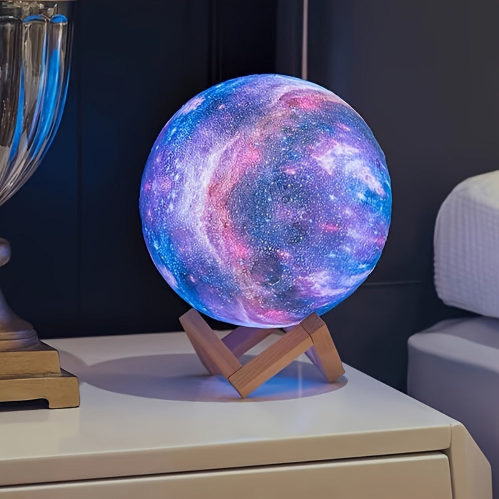 Moon Lamp Night Light 16 Colors 3D Galaxy Lamp with Wooden Stand Remote Control USB ¨C Perfect Birthday Gift for Women Men Lovers (5.9 Inch)