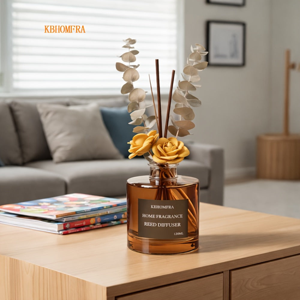 Reed Diffuser Set with Dried Flowers ¨C Jasmine, Cedar, Sandalwood & Gardenia Scents, 120ml 90-Day Long-Lasting Home Fragrance