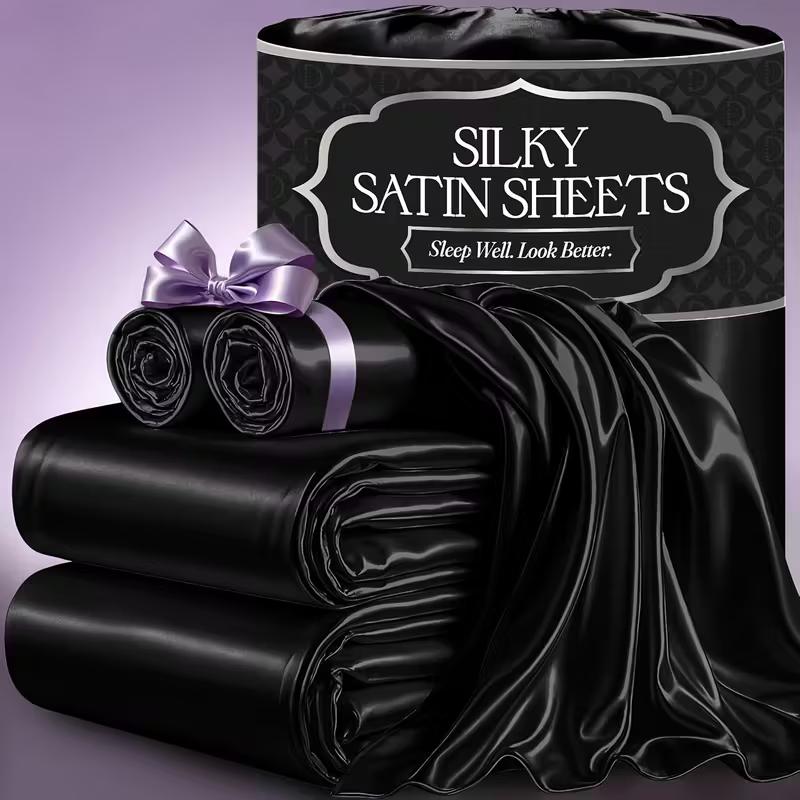 Satin Bed Sheets Set 2100TC Ultra Soft 3/4pcs ¨C Silky Smooth Breathable Satin Bedding for Twin Full Queen King, 5-Star Luxury Hotel Experience, Solid Color, 7 Colors Available