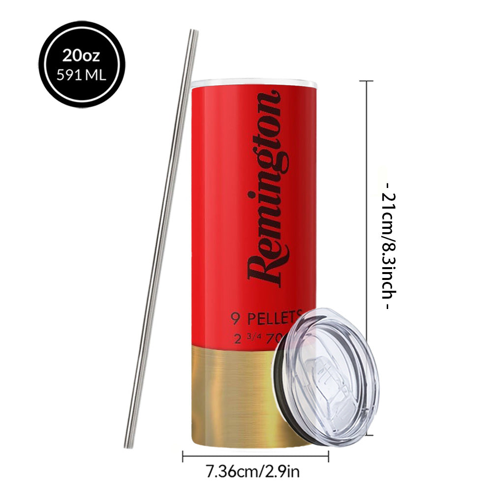 Coffee Tumbler 20oz Bullet Hunting Design Stainless Steel Insulated Cup with Lid & Straw Travel Mug Hot Cold Drinks Gift for Men Birthday Father's Day Halloween