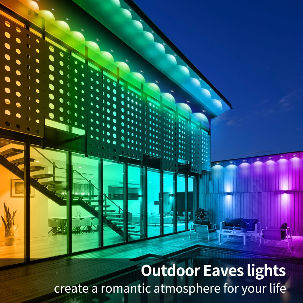 Permanent Outdoor Lights RGB Eave Light IP67 Waterproof | DIY Scene Mode Music Sync Color Changing | Outdoor Decoration Garden Party Holiday Lighting 50FT 100FT 200FT 300FT 400FT