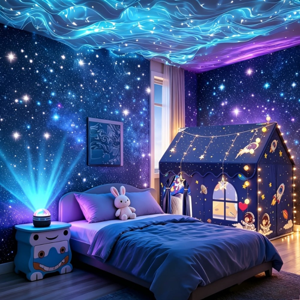 LED Star Projector Night Light USB Powered, 7-Star Galaxy Starry Sky & Water Ripple Effect Lamp for Bedroom Camping Wedding Home Decor, Holiday Gift