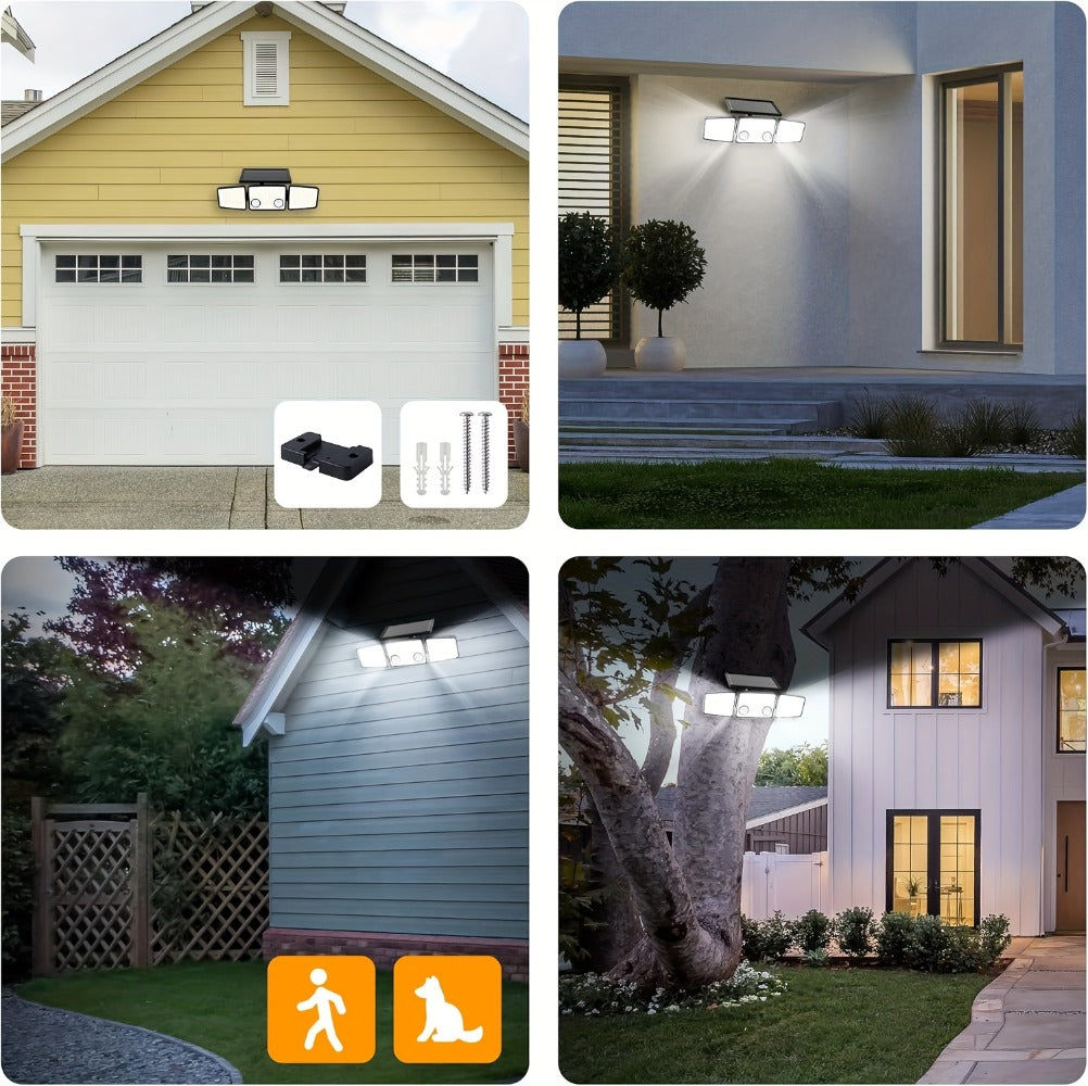 Solar Motion Sensor Light Outdoor ¨C 3000LM 7000K 152 LED Flood Light with Dual Sensor, IP54 Waterproof, 270¡ã Wide Angle & 3 Modes for Garden, Fence & Eaves (2 or 4 Pack)