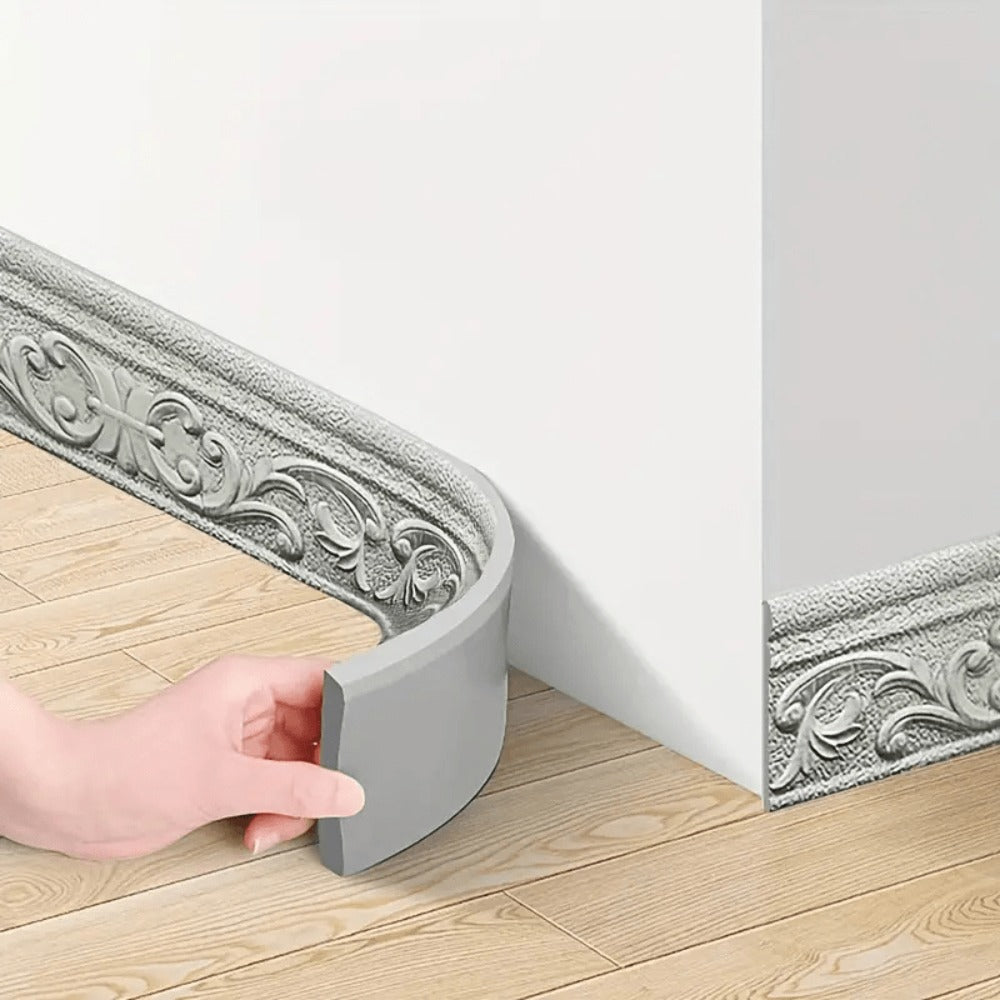 3D Self-Adhesive Foam Baseboard Wall Trim Sticker Waterproof Peel and Stick Carved Wallpaper Border Skirting for Home Decor White Silver Gray Copper Gold 4 8 12 Rolls
