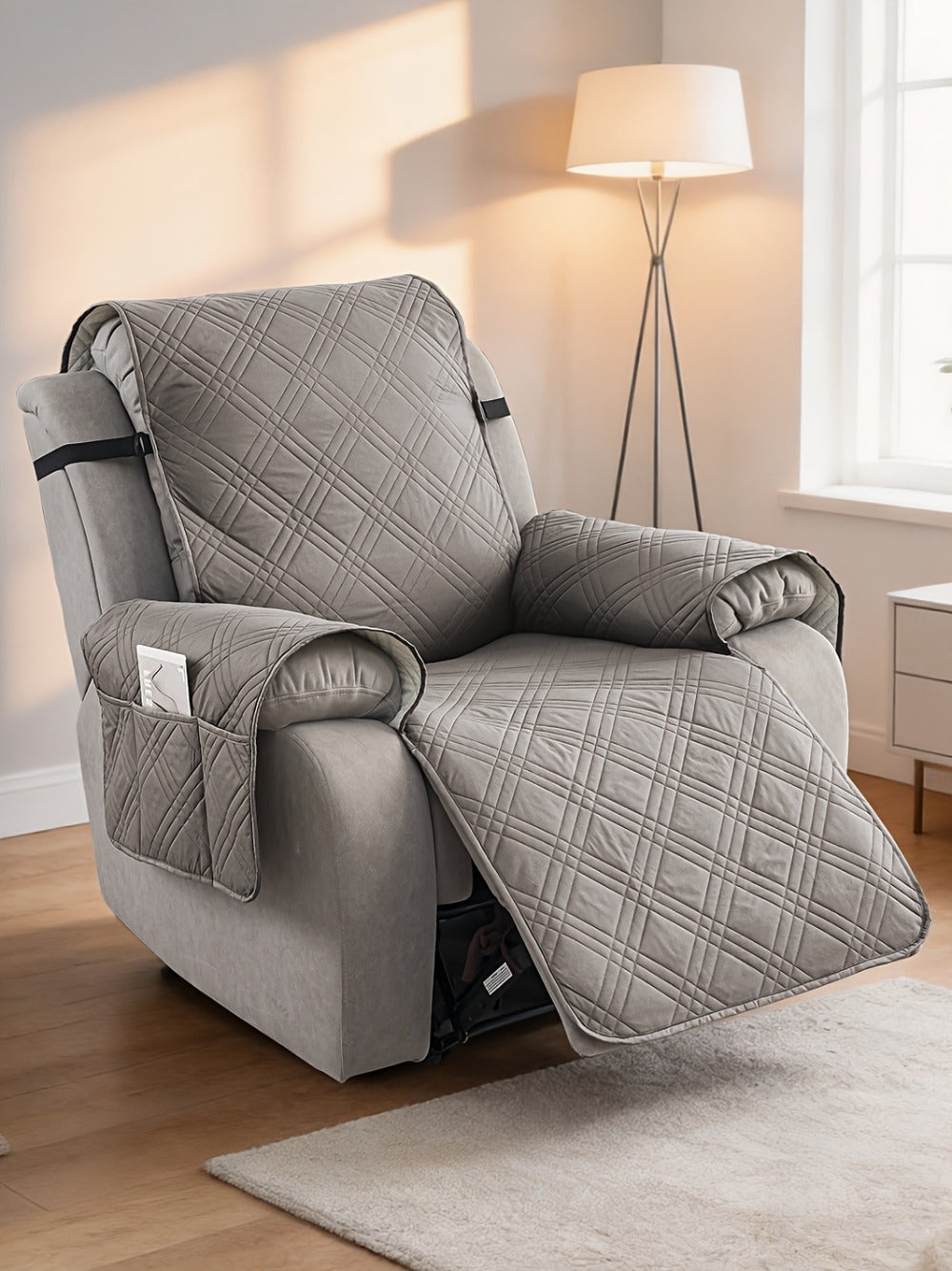 Recliner Chair Cover Waterproof Non-Slip Sofa Slipcover with Pocket Pet Scratch Resistant Washable Furniture Protector for Living Room Multiple Colors