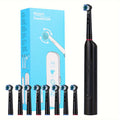 IPX7 Waterproof Electric Toothbrush with 8 Brush Heads & Travel Case ¨C 3 Rotating Cleaning Modes, USB Type-C Fast Charge, Shower-Safe Sonic Toothbrush for Adults, Black & White