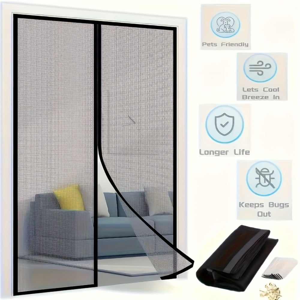 Magnetic Screen Door with Heavy Duty Metal Frame ¨C Self-Closing Mesh Door Curtain, Insect-Proof Bug Screen with Frame Shackle, Easy Install for Indoor & Outdoor Doorways, Pet & Kid Friendly
