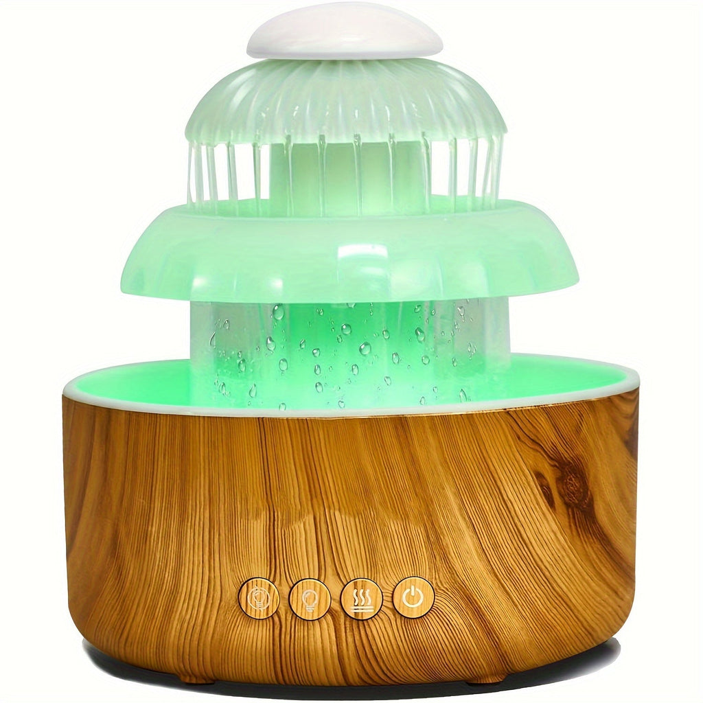 Cool Mist Humidifier with Raining Sound & 8-Color Night Light ¨C 10-Hour Runtime, Essential Oil Diffuser, Air Humidifier for Bedroom, Home & Office, White Noise Sleep Aid, Ambient Mood Light, White