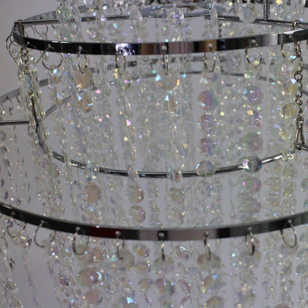 Crystal Beaded Chandelier Lampshade Acrylic Sparkling Droplets Elegant Ceiling Light Fixture Cover for Wedding Party Home Decor Multiple Sizes Branch Style Beadwork Pendant Shade