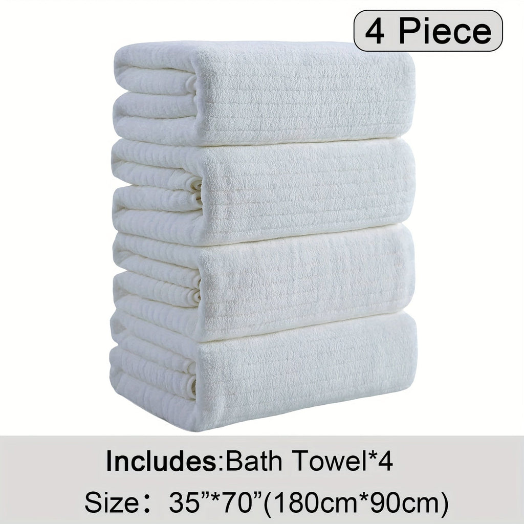 Bath Towels Set 4 Pack 35x70 Inch Oversized Extra Large - Microfiber Super Absorbent Quick Dry XL Bath Sheet Soft Bathroom Towels | 13 Colors | Family Hotel Spa Shower Towel Set Coastal Style