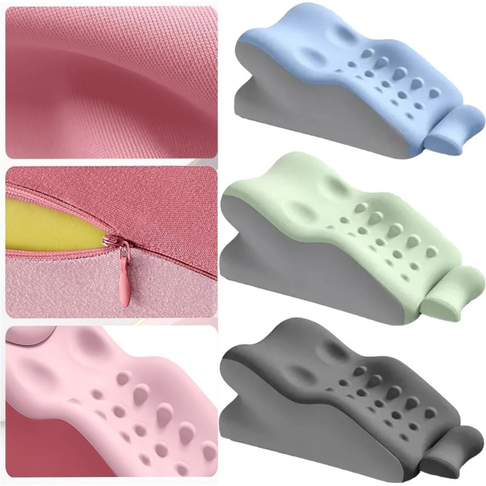 Memory Foam Pillow Ergonomic Support 2 Styles Multi-Functional Breathable for Side Sleeping Back Sleeping Prone Position Removable Washable Pillowcase Back Support