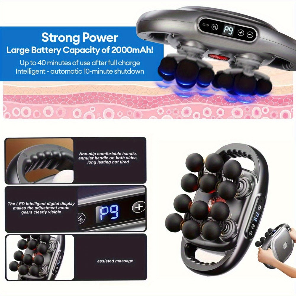 Handheld Massage Gun with Multiple Heads ¨C 9 Modes 9 Intensity Levels USB-C Rechargeable Percussion Massager with Storage Case & Smart Timer, Deep Tissue Muscle Relief for Home Gym & Sports Recovery