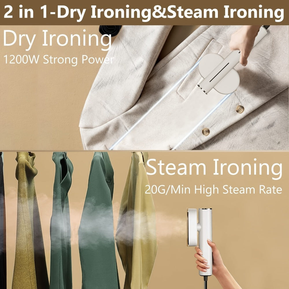 Handheld Steam Iron 1200W 10s Fast Heating Ceramic Plate Horizontal Vertical Steam Portable Mini Garment Iron for Home Office Travel with Heat Resistant Glove White Aurora Purple