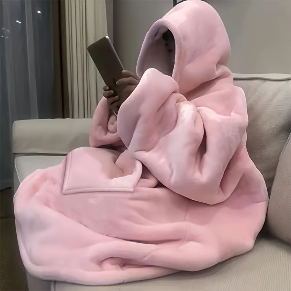 Wearable Hooded Blanket ¨C Reversible Oversized Sherpa Throw with Kangaroo Pocket & Socks, Machine Washable, Christmas Gift, 4 Styles