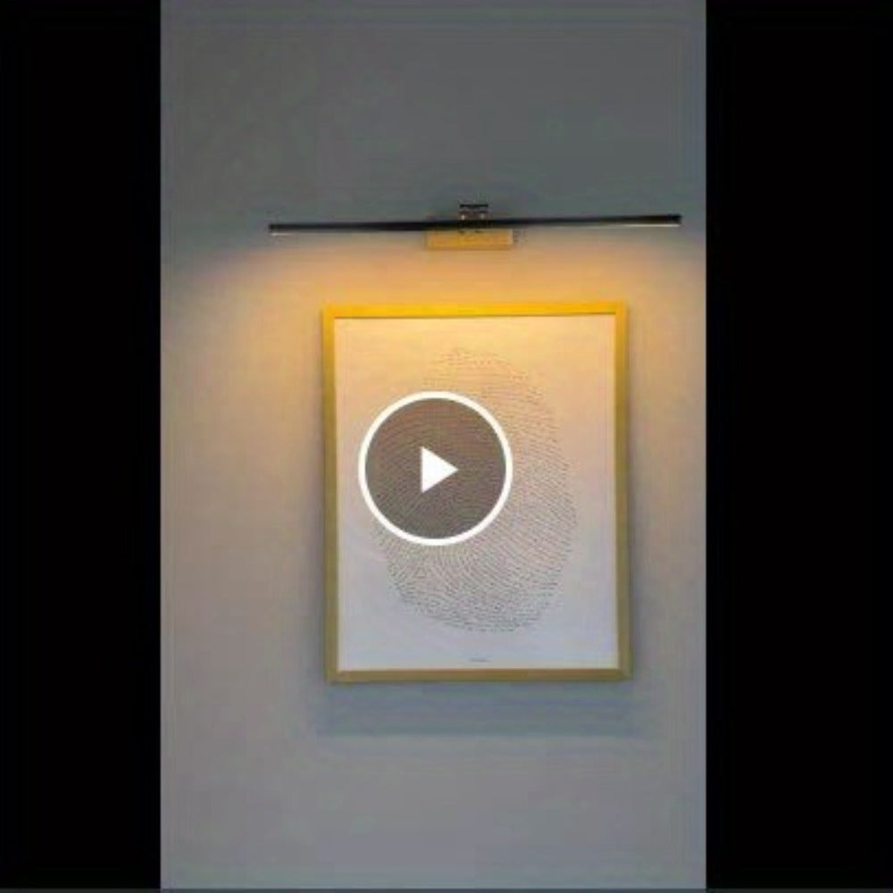 Picture Light 16 Inch Wireless Battery Powered LED Wall Light 6000mAh Rechargeable Remote Control Adjustable Brightness Art Light for Photo Frame Portrait Gallery Painting Home Decor Gold Black