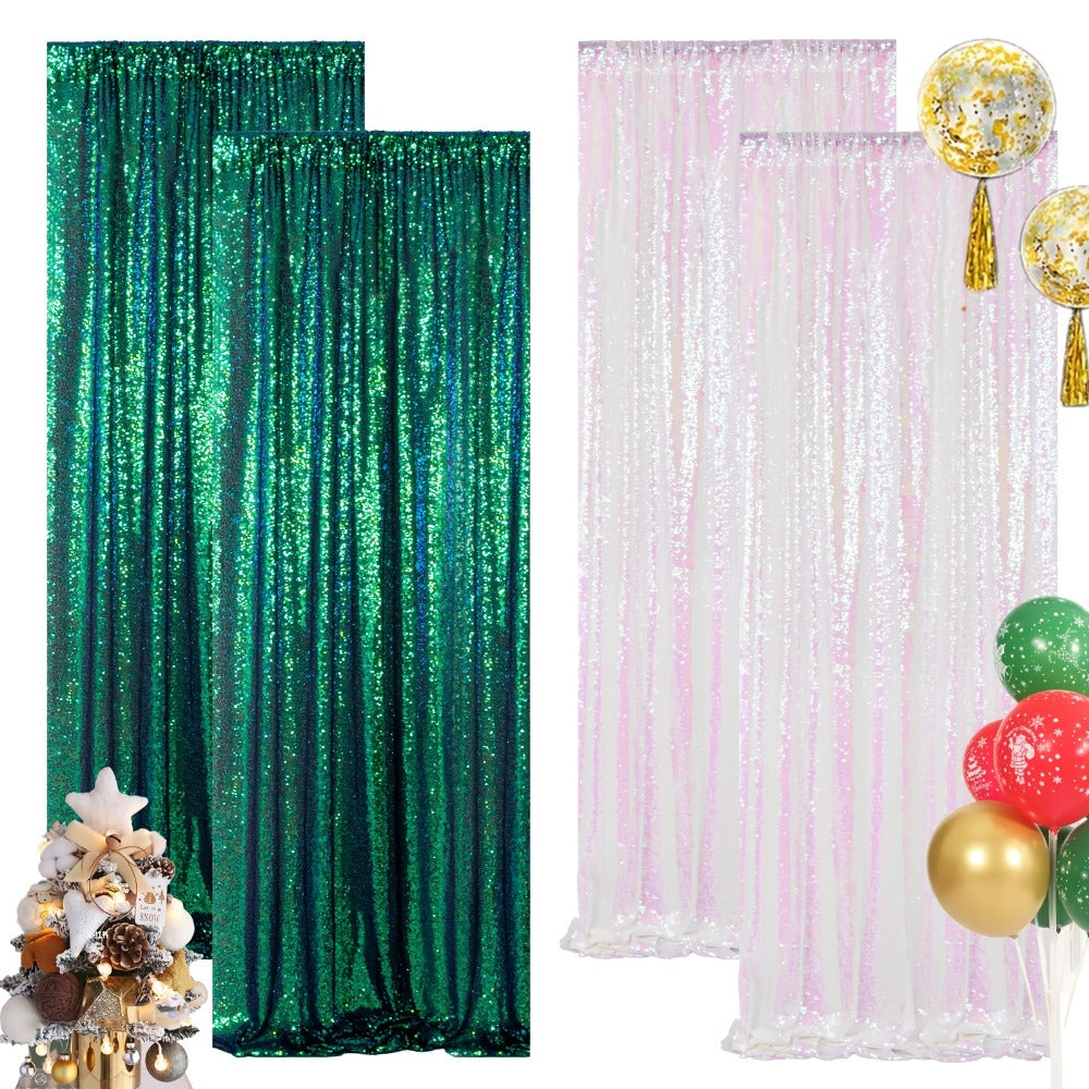 Sequin Backdrop Curtain for Party Wedding - 4x8ft Shimmering Glitter Curtain for Birthday Photo Booth Stage Decoration, Easy Hang, Multi-Color