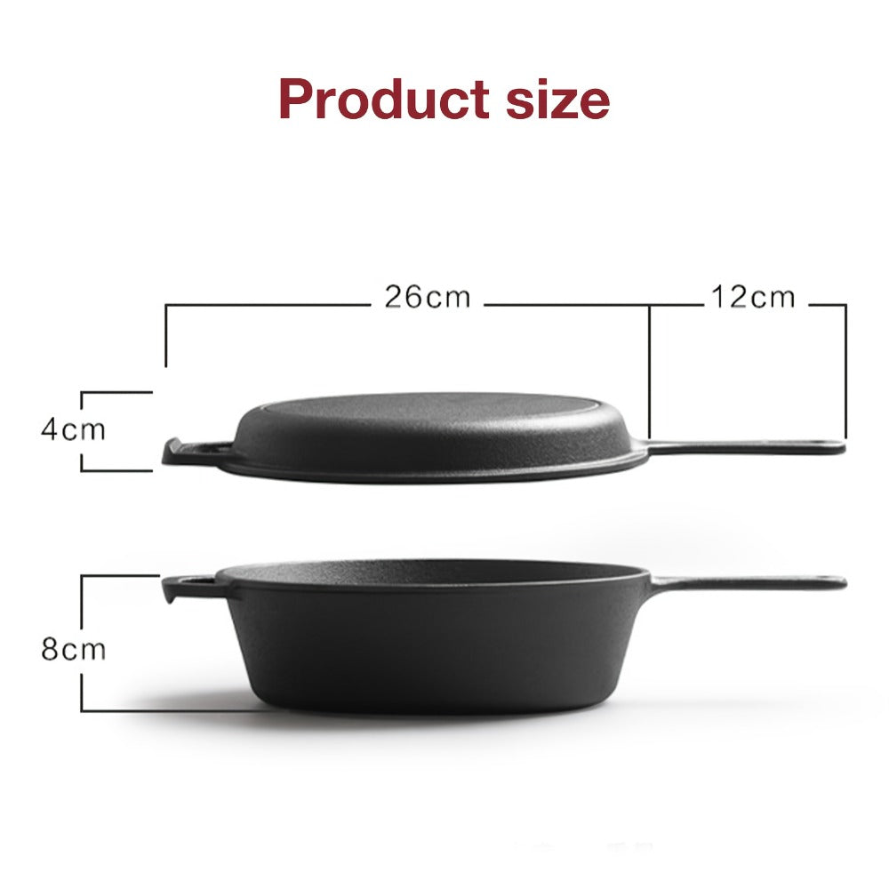 Cast Iron Dutch Oven & Frying Pan Set ¨C Pre-Seasoned 2-in-1 Cookware, Deep Pan + Skillet for Stovetop, Induction, Oven, BBQ & Outdoor Cooking, Multi-Purpose Pots and Pans Set