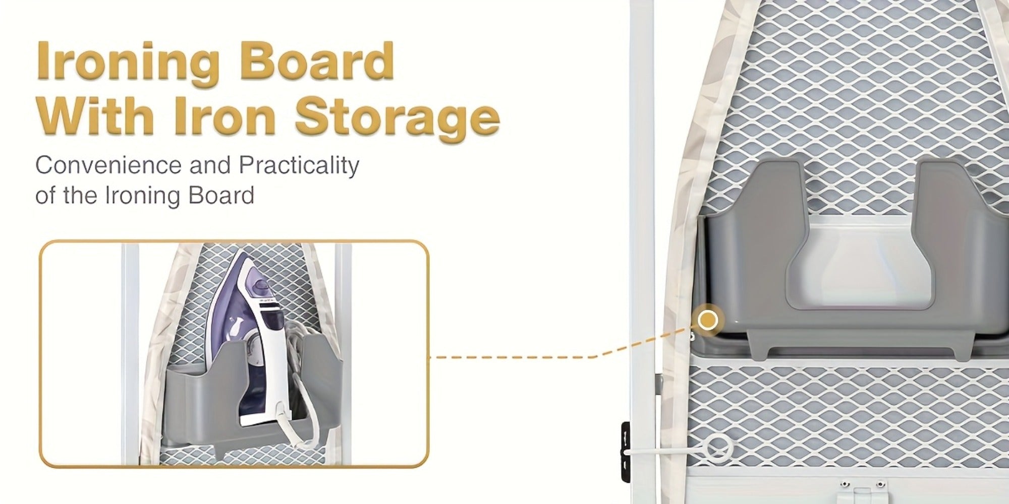 Wall Mount Ironing Board Foldable 36x12 Space Saving with Iron Holder Removable Heat Resistant Cover for Small Spaces Laundry Room Closet Apartment