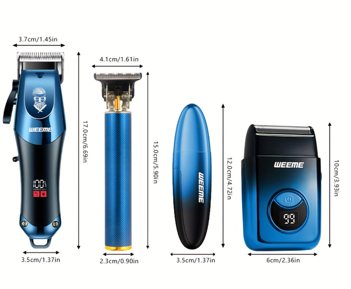 Men's Electric Hair Clipper Set USB Rechargeable with Nose Hair Trimmer & Shaver Wireless Professional Grooming Kit Father's Day Gift