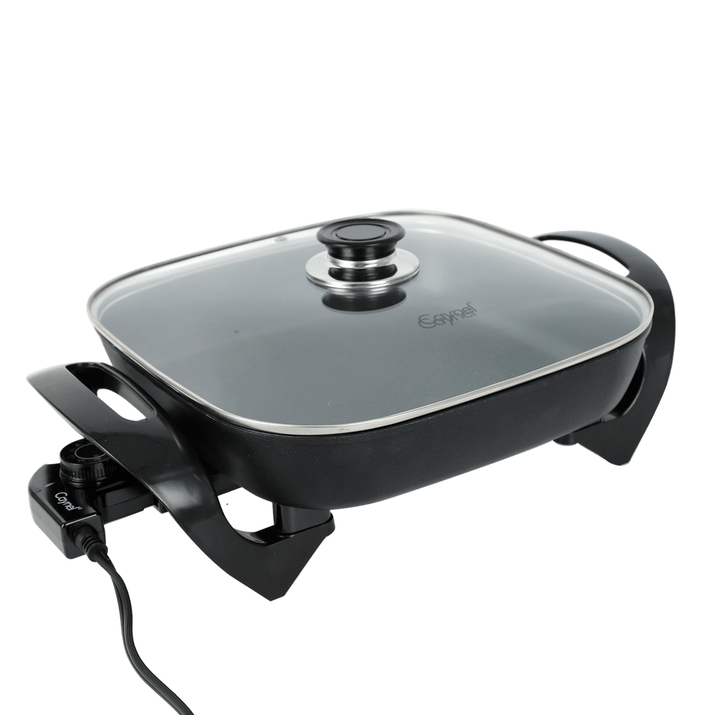 Electric Skillet 12x12 Inch Nonstick Ceramic with Glass Lid 1400W Adjustable Temperature up to 420¡ãF ¨C Aluminum Body Electric Frying Pan for Fry Bake Steam Simmer, Black & Copper