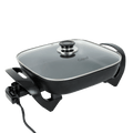 Electric Skillet 12x12 Inch Nonstick Ceramic with Glass Lid 1400W Adjustable Temperature up to 420¡ãF ¨C Aluminum Body Electric Frying Pan for Fry Bake Steam Simmer, Black & Copper