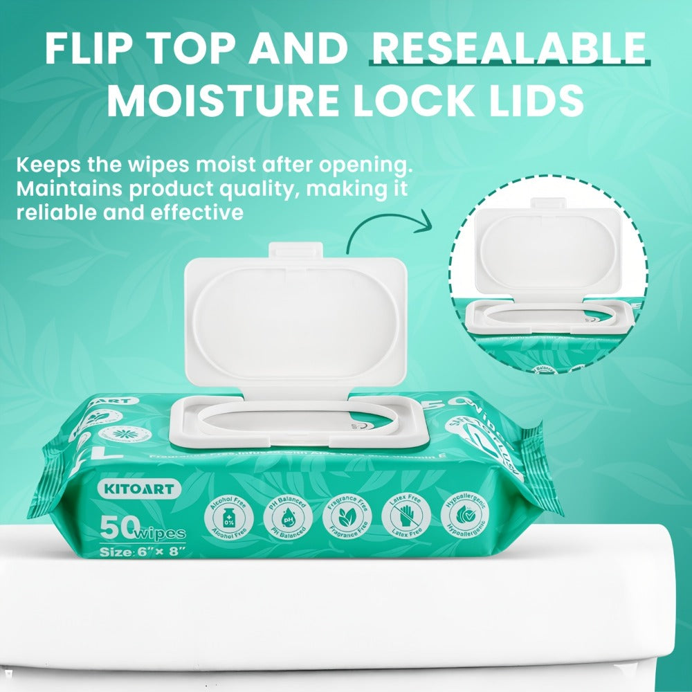 Flushable Wet Wipes Adult XL Unscented No Alcohol Septic Safe Toilet Wipes Portable Family Size for Bathroom Outdoor Camping Travel Hygiene 150 or 300 Wipes 3 or 6 Pack