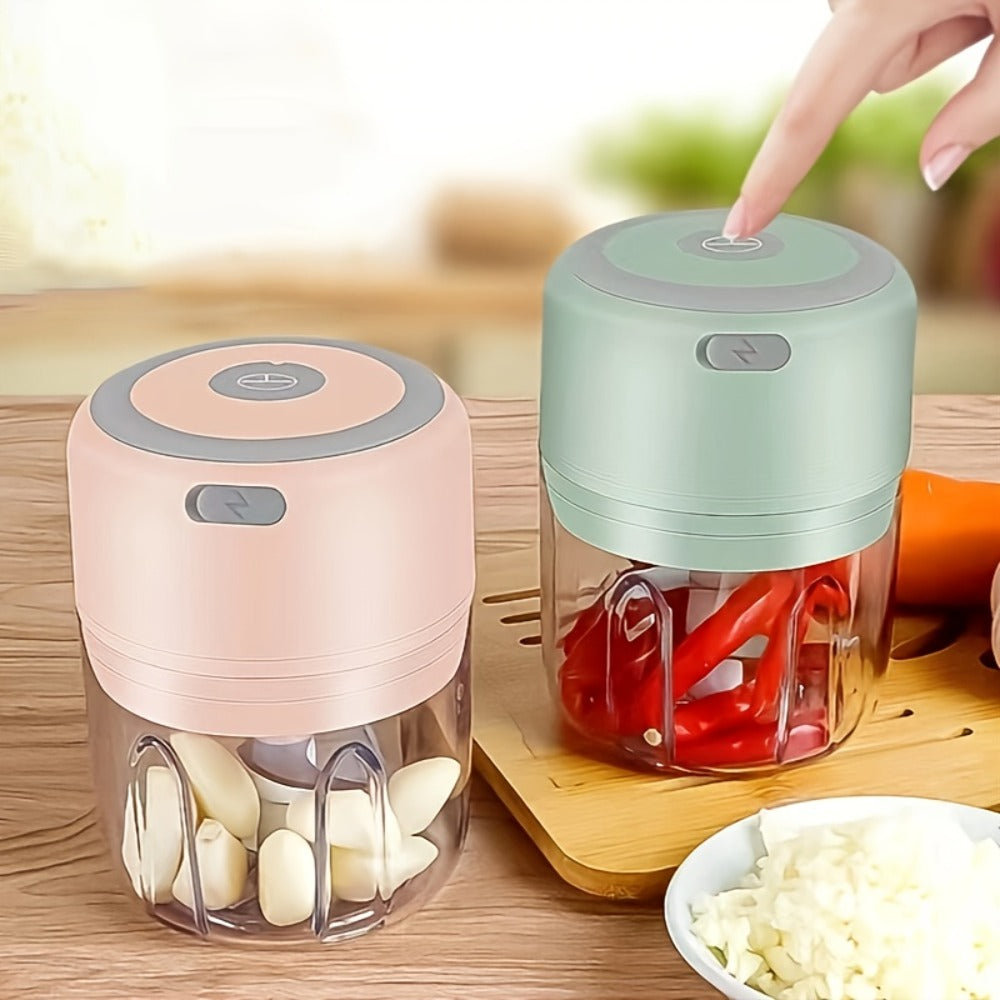 USB Electric Mini Food Chopper & Garlic Crusher, Portable 8.45oz Electric Vegetable Chopper with Meat Grinder Attachment, Rechargeable Kitchen Food Processor for Camping, Picnic & Home Use