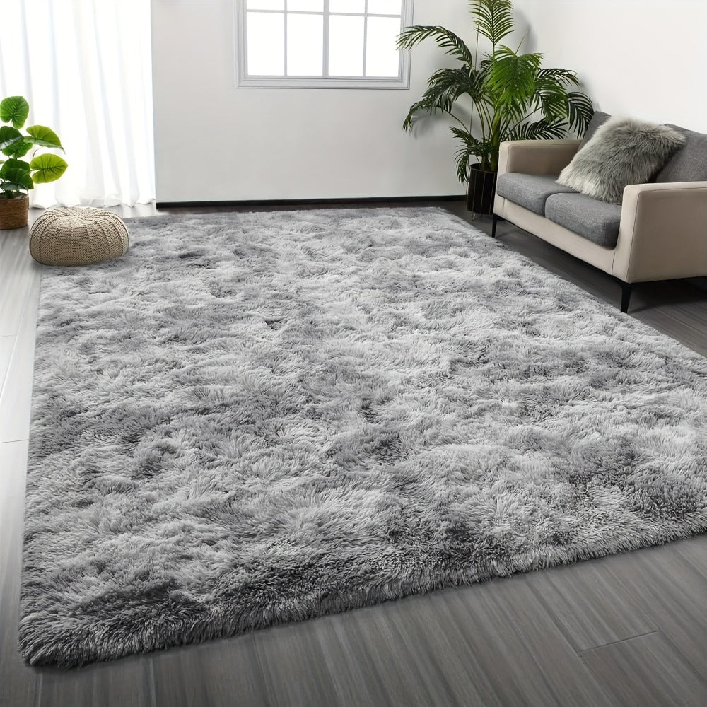 Shaggy Plush Area Rug - Soft Fluffy Carpet for Living Room, Bedroom & Sofa | Non-Slip Machine Washable Tie-Dye & Solid Color Long Pile Rug | Luxury Home Decor Floor Mat in Multiple Sizes & Colors