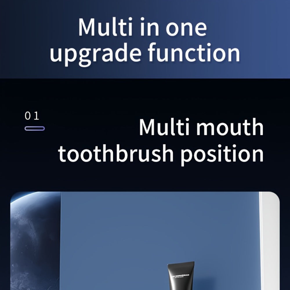 Toothbrush Holder with UV Sterilizer & Automatic Toothpaste Dispenser ¨C 5-Slot Smart Bathroom Organizer with 2 Cups, USB Rechargeable, Clock Display, Durable Plastic Wall Mount for Family Oral Care
