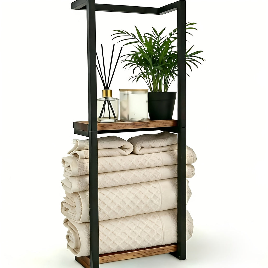 Towel Rack Wall Mounted 2-Layer Storage Organizer 11.2 Inch - Space Saving Hanging Towel Holder for Bathroom, Bedroom & Home Rooms, Contemporary Style, Available in 1-Pack & 2-Pack