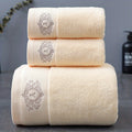 Embroidered Cotton Towel Set 3-Piece ¨C 400g/©O Soft Absorbent Lint-Free Bath Towel Hand Towel Set for Home Spa Salon