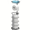 Toilet Paper Holder Floor Standing with Shelf 4-Roll Storage Rack Freestanding Bathroom Paper Organizer for Bathroom Bedroom Balcony Courtyard Black 1 or 2 Pack