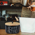 Coffee Filter Holder with Lid Rustic Wooden Storage Box for Coffee Filters and Accessories Farmhouse Style Countertop Organizer Dust-Proof Hardwood Container for Coffee Bar Kitchen Decor