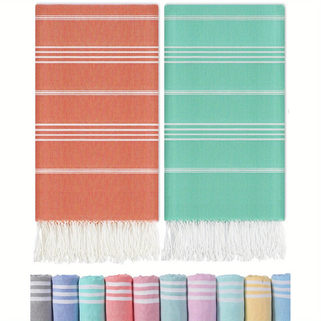 Turkish Beach Towels 2 Pack Sand Free Quick Dry Oversized Extra Large Lightweight Sandproof Compact Pool Swim Travel Camping Vacation Gift for Men Women Yellow Orange Blue Pink Purple Grey
