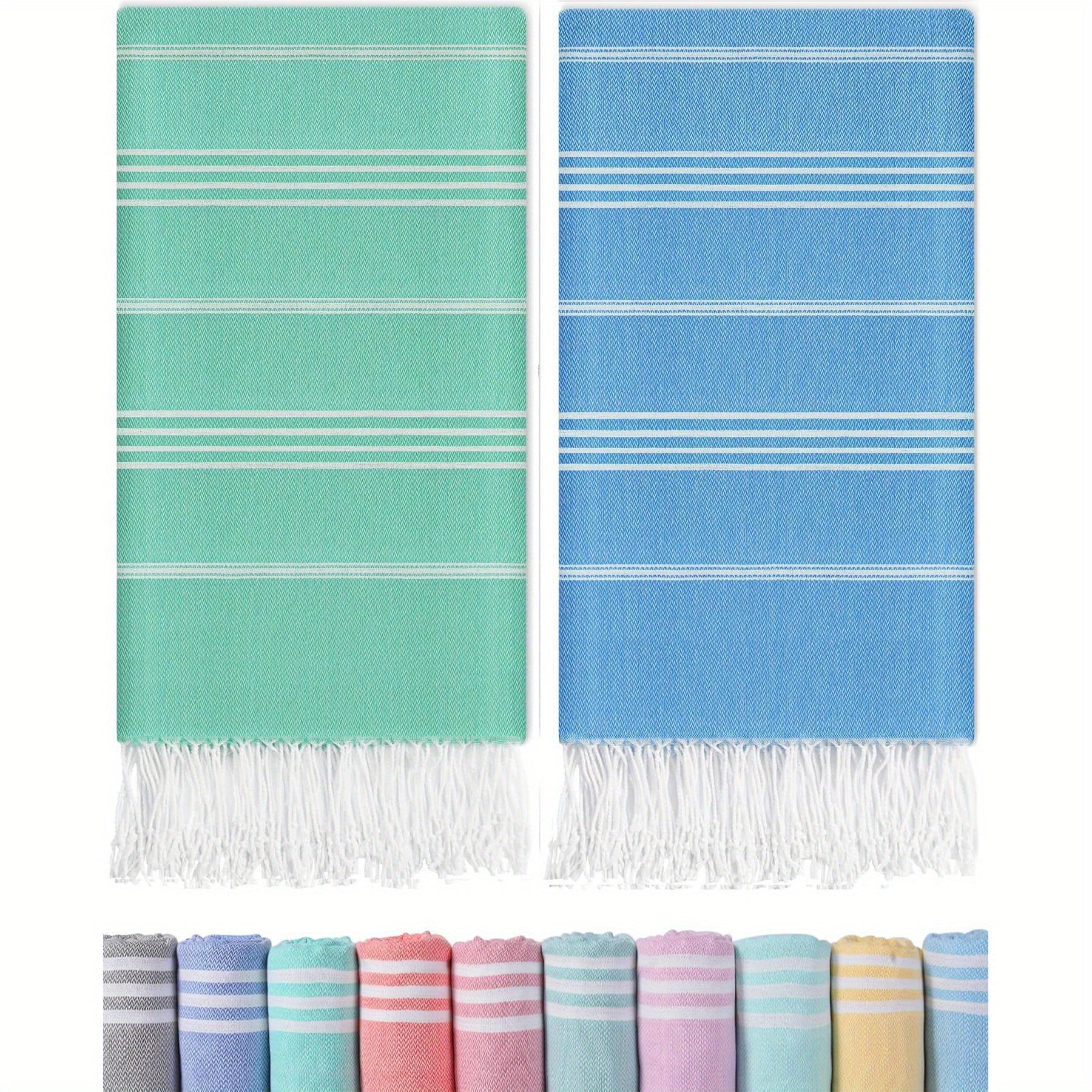 Turkish Beach Towels 2 Pack Sand Free Quick Dry Oversized Extra Large Lightweight Sandproof Compact Pool Swim Travel Camping Vacation Gift for Men Women Yellow Orange Blue Pink Purple Grey