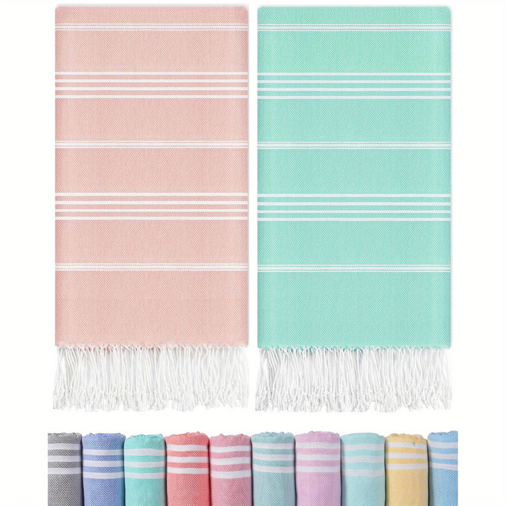 Turkish Beach Towels 2 Pack Sand Free Quick Dry Oversized Extra Large Lightweight Sandproof Compact Pool Swim Travel Camping Vacation Gift for Men Women Yellow Orange Blue Pink Purple Grey