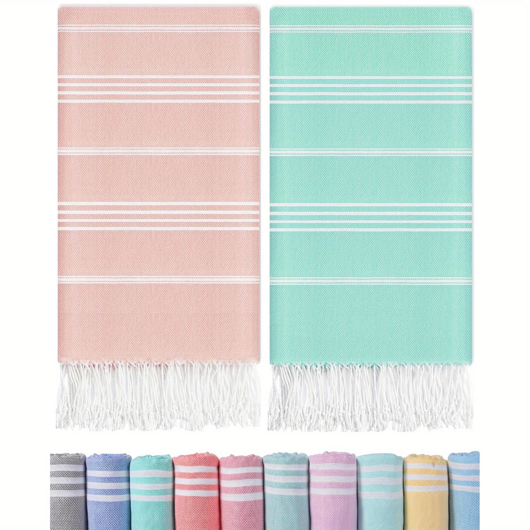 Turkish Beach Towels 2 Pack Sand Free Quick Dry Oversized Extra Large Lightweight Sandproof Compact Pool Swim Travel Camping Vacation Gift for Men Women Yellow Orange Blue Pink Purple Grey