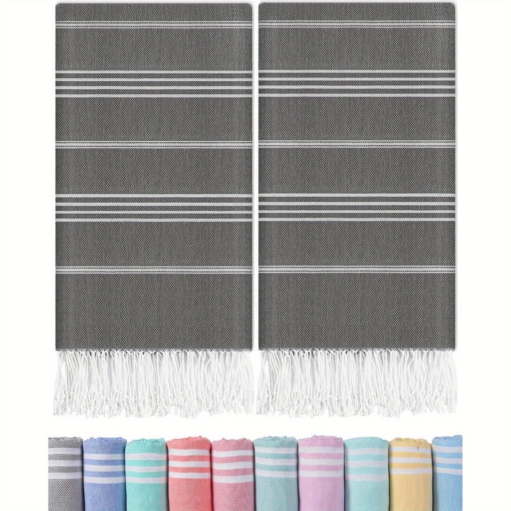 Turkish Beach Towels 2 Pack Sand Free Quick Dry Oversized Extra Large Lightweight Sandproof Compact Pool Swim Travel Camping Vacation Gift for Men Women Yellow Orange Blue Pink Purple Grey