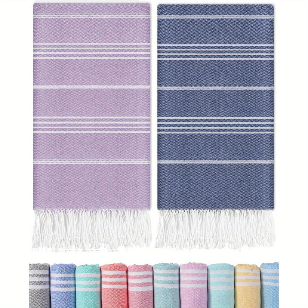 Turkish Beach Towels 2 Pack Sand Free Quick Dry Oversized Extra Large Lightweight Sandproof Compact Pool Swim Travel Camping Vacation Gift for Men Women Yellow Orange Blue Pink Purple Grey