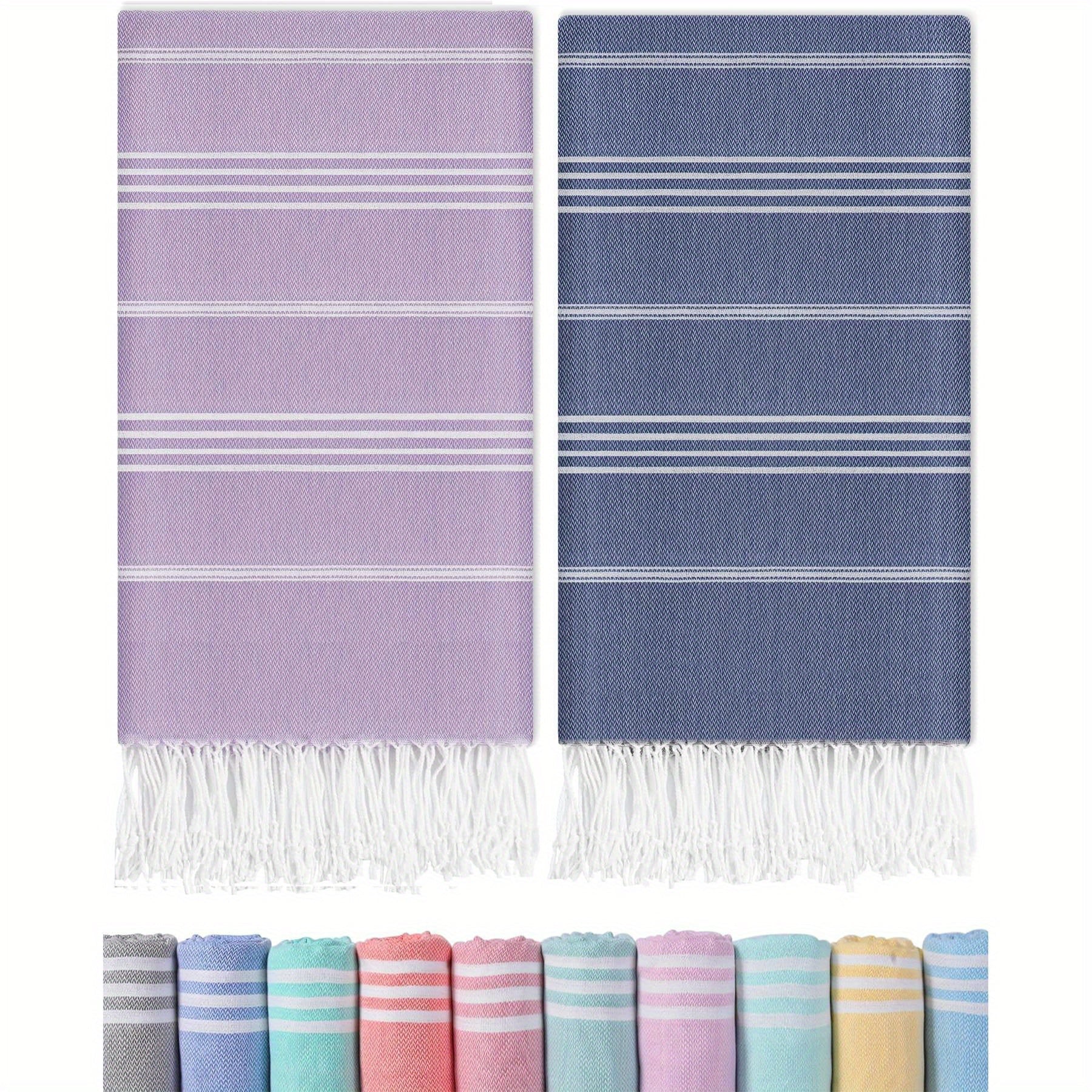 Turkish Beach Towels 2 Pack Sand Free Quick Dry Oversized Extra Large Lightweight Sandproof Compact Pool Swim Travel Camping Vacation Gift for Men Women Yellow Orange Blue Pink Purple Grey