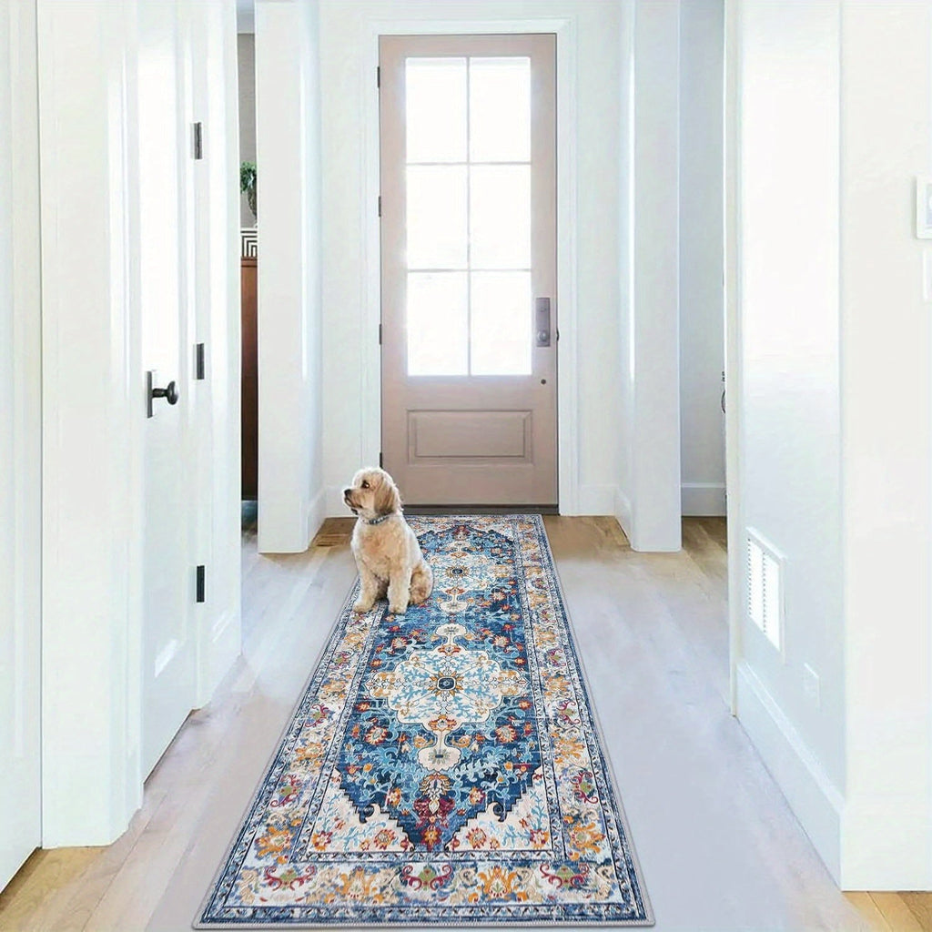 Runner Rug Boho Hallway Rug Machine Washable Non-Slip Vintage Farmhouse Accent Area Rug for Entryway Kitchen Living Room Bedroom Laundry Room - 2x6 2x8 2x10 Carpet Mat