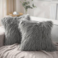 Faux Fur Throw Pillow Covers Pack of 2 ¨C Luxury Soft Fluffy Decorative Cushion Covers for Couch Bed Sofa, Pet Friendly, Zipper Closure