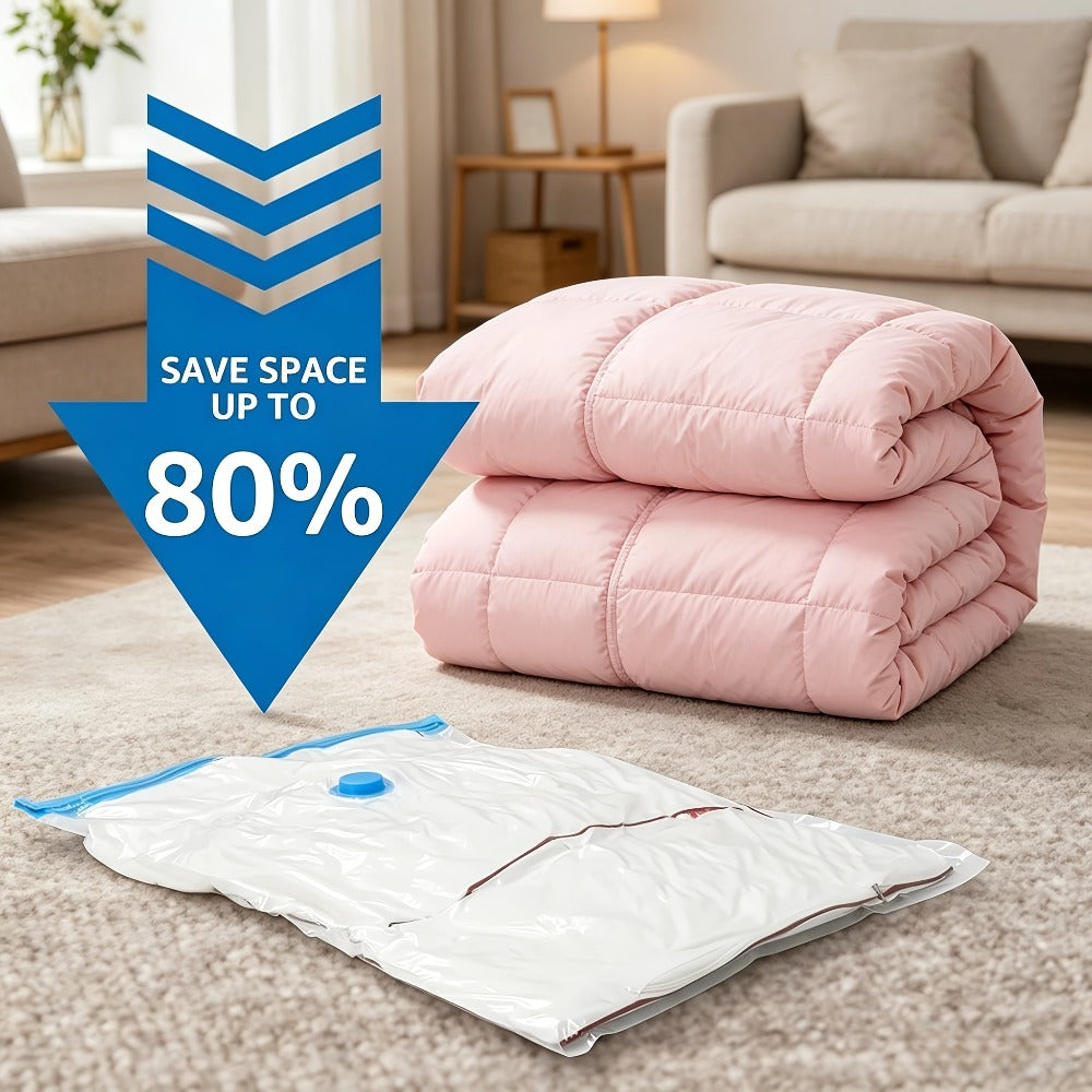 Vacuum Storage Bags with Air Pump, 20-21 Pack Reusable Compression Bags for Clothes, Quilts & Blankets ¡ª 4 Sizes Space-Saving Storage for Travel, Moving & Organizing | Transparent