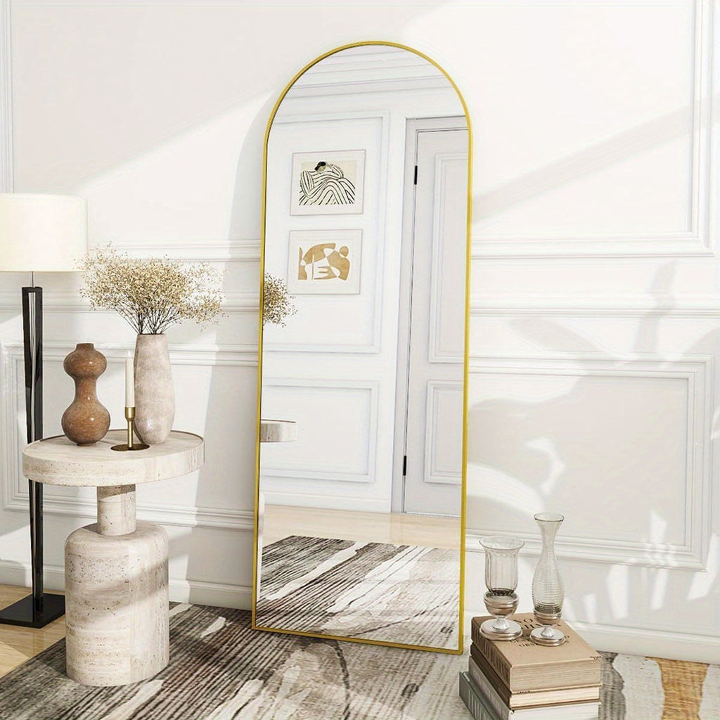 Full Length Mirror Floor Mirror with Stand, Aluminum Alloy Frame Full Body Mirror, Standing Hanging or Leaning Against Wall for Bedroom Living Room Dressing