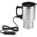 12V Car Electric Kettle 450ml Stainless Steel Travel Heating Cup Auto Shut-Off Portable Car Water Heater for Hot Water Tea Coffee Road Trip Camping