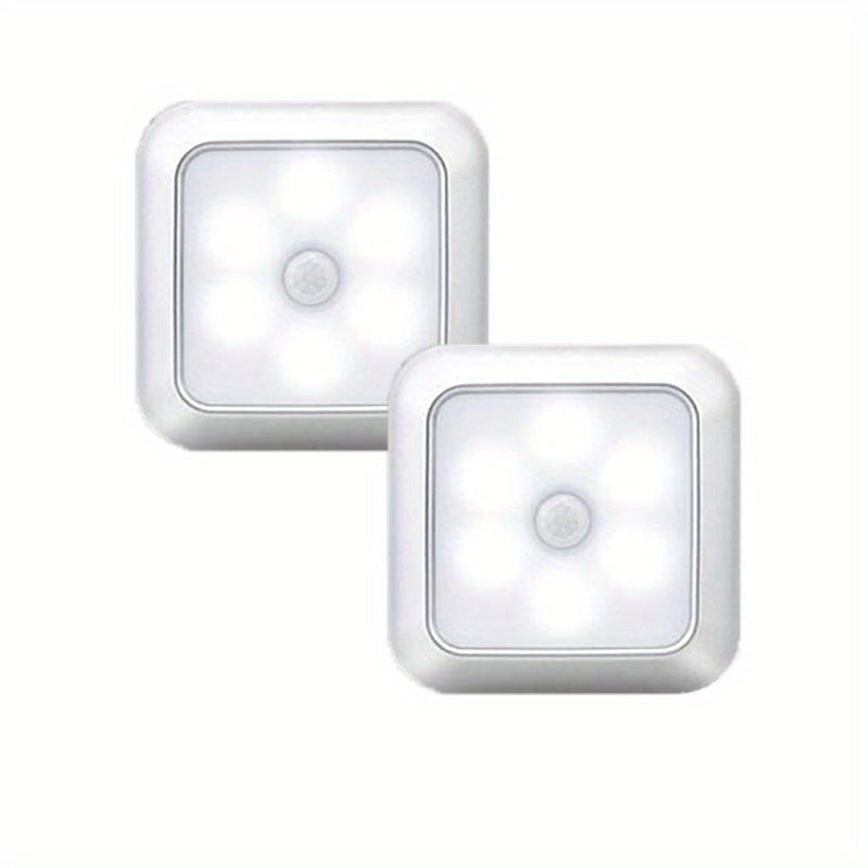 LED Night Light Motion Sensor Battery Powered Dusk to Dawn Smart Sensor Compact Nightlight for Bedroom Toilet Stairs Hallway Closet Warm White Cool White 2 Pack