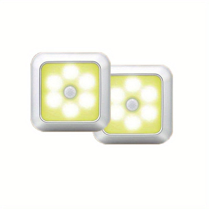 LED Night Light Motion Sensor Battery Powered Dusk to Dawn Smart Sensor Compact Nightlight for Bedroom Toilet Stairs Hallway Closet Warm White Cool White 2 Pack