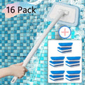 Shower Cleaning Brush Set Replaceable Heads ¨C Bathtub Scrubber, Wall Tile Brush, Window Glass Cleaner & Floor Brush, Detachable Extendable Handle Bathroom Deep Cleaning Kit (7/11/16 PCS)